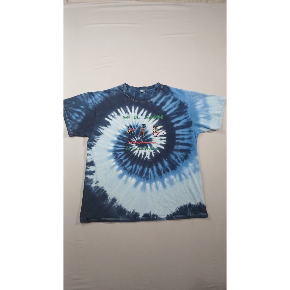 Coco Cay Bahamas We Be Jammin Tie Dye T Shirt Mens L Blue Embroidered AS-IS...